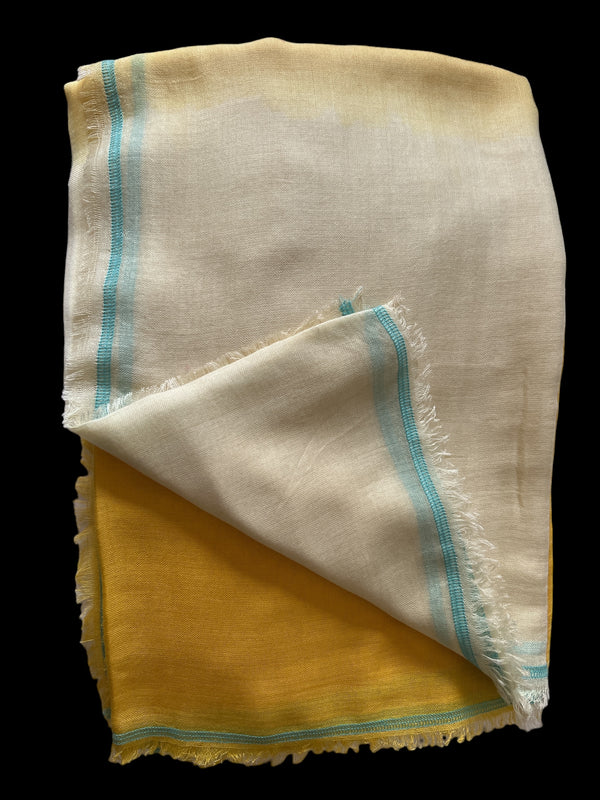 Cream & Yellow Ombre Linen-Cotton - Scarf