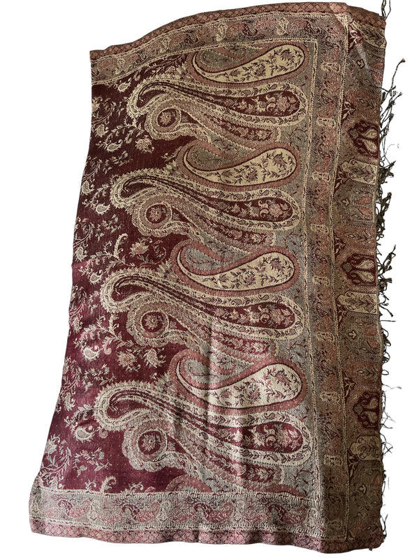 Multicoloured Embroidered Silk with Self -Print  Scarf