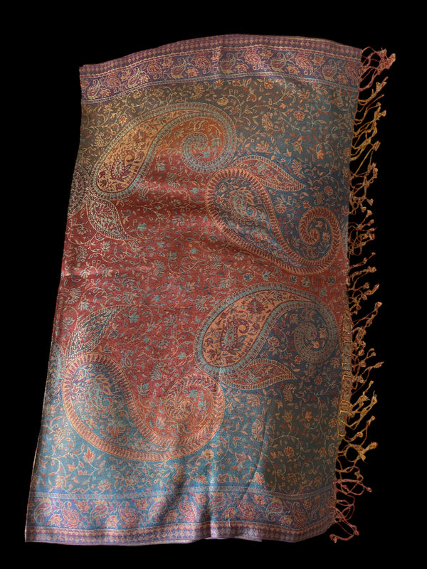 Multicoloured Embroidered Silk Self Printed - Scarf