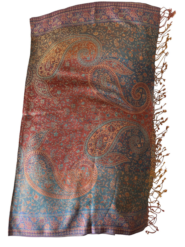 Multicoloured Embroidered Silk Self Printed - Scarf