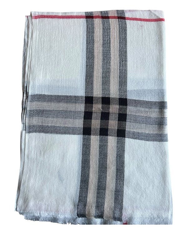 THE GRAY CRAB Classic Ivory Plaid Scarf