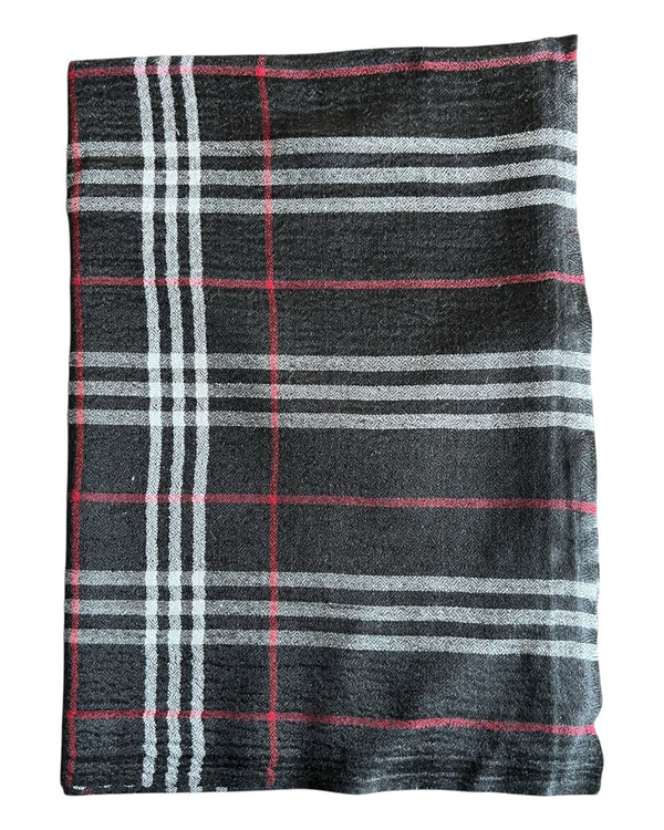THE GRAY CRAB Classic Black Plaid Scarf