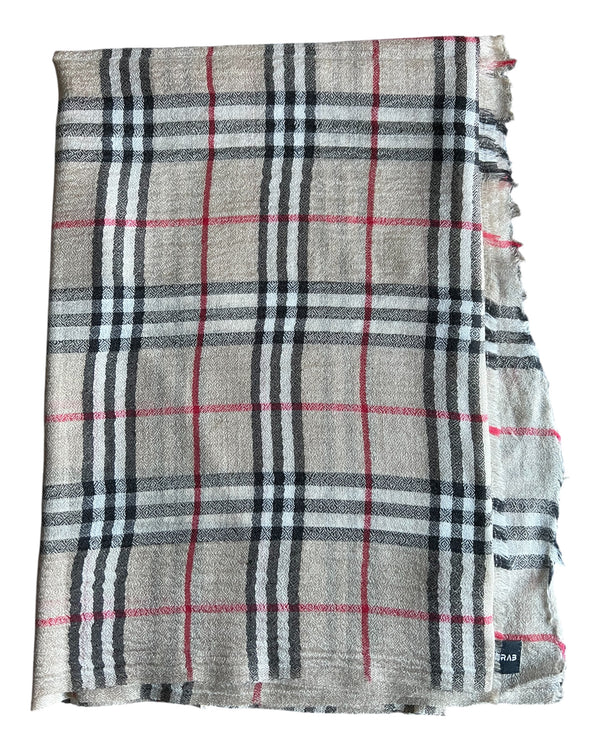 THE GRAY CRAB Classic Beige Plaid Scarf