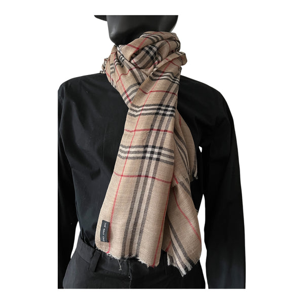 THE GRAY CRAB Classic Beige Plaid Scarf