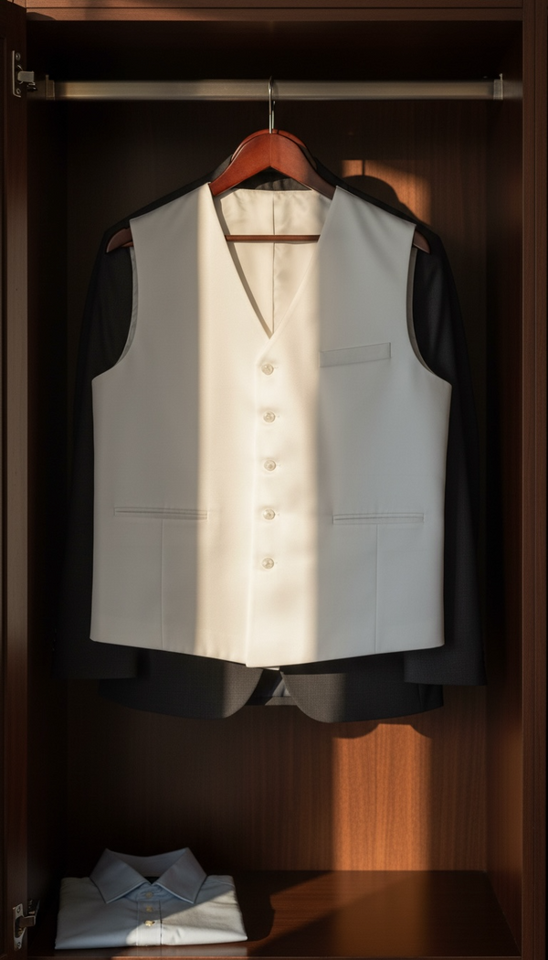 THE GRAY CRAB Ivory Hue Silk Vest