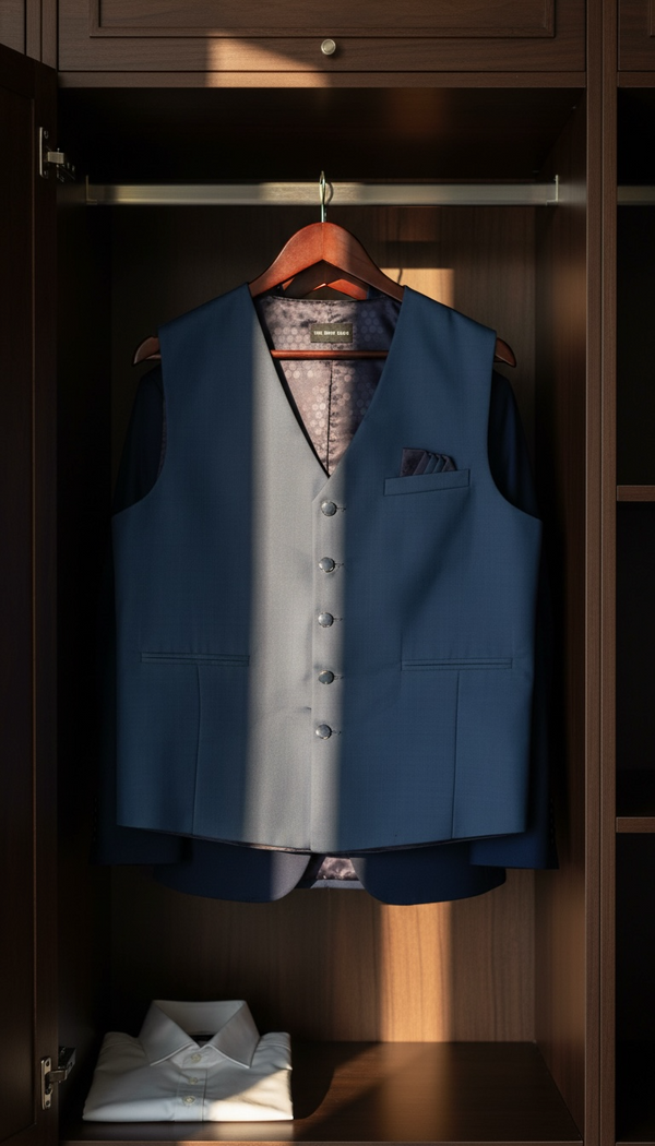 THE GRAY CRAB Midnight Blue Hue Silk Vest