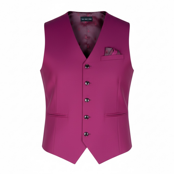 THE GRAY CRAB Rich Magenta Hue Silk Vest