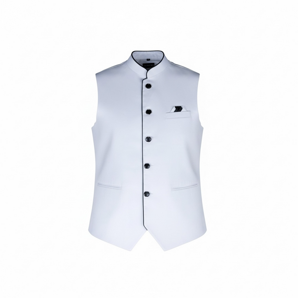 THE GRAY CRAB White Mandarin Collar Silk Vest