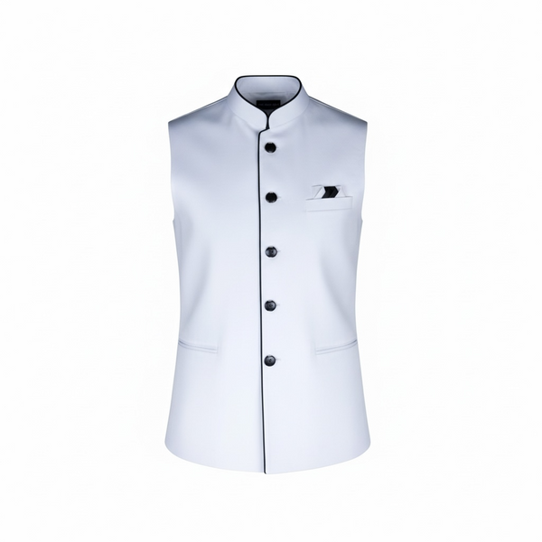 THE GRAY CRAB White Mandarin Collar Silk Vest