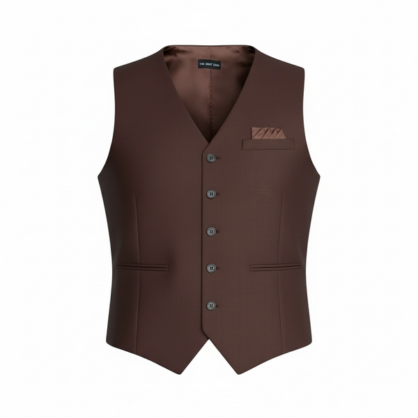 THE GRAY CRAB Rich Espresso Brown Hue Silk Vest